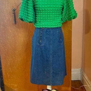 RARE Double Zipper Jean A-Line Skirt | Vintage FADED GLORY Distressed Denim70s